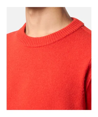 Stone Island Orange Brushed Organic Cotton Crewneck Sweatshirt In Red