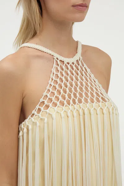 Gabriela Hearst Tacia Fringe Maxi Dress In Ivory Silk
