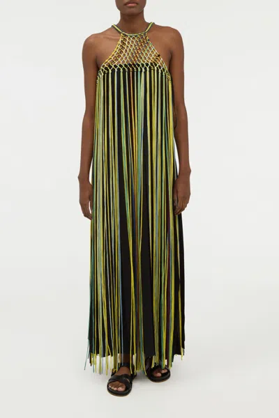 Gabriela Hearst Tacia Fringe Maxi Dress In Black Multi Silk In Green