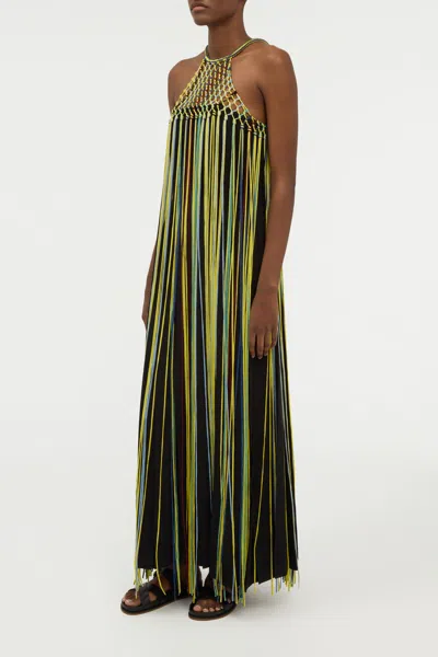 Gabriela Hearst Tacia Fringe Maxi Dress In Black Multi Silk In Green