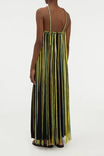 Gabriela Hearst Tacia Fringe Maxi Dress In Black Multi Silk In Green