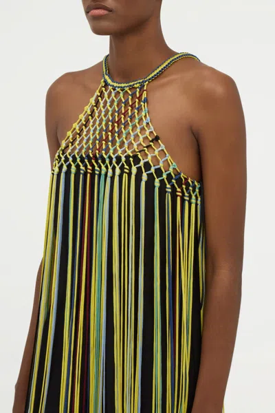 Gabriela Hearst Tacia Fringe Maxi Dress In Black Multi Silk In Green