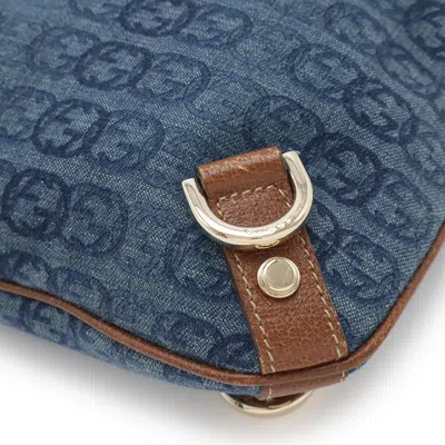 Pre-owned Gucci Abbey Blue Brown Denim Leather Shoulder Bag ()
