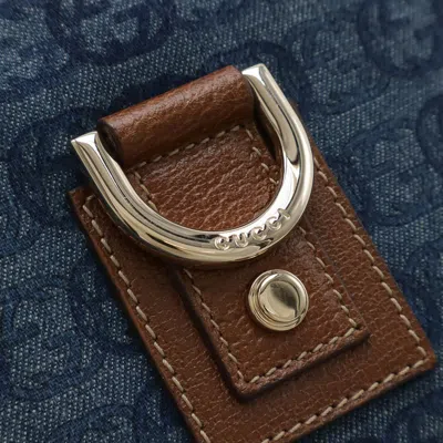 Pre-owned Gucci Abbey Blue Brown Denim Leather Shoulder Bag ()