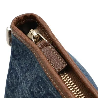 Pre-owned Gucci Abbey Blue Brown Denim Leather Shoulder Bag ()