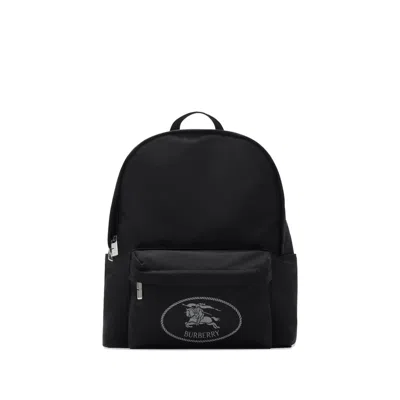 Burberry Black Backpack With Spacious Design And Padded Straps In Black
