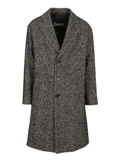 Herno Cappotto Chevron Lana Coats Multicolor In Gray