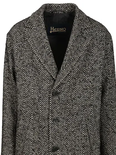 Herno Cappotto Chevron Lana Coats Multicolor In Gray