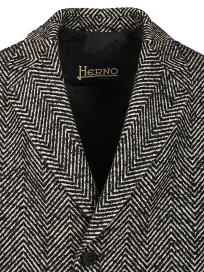 Herno Cappotto Chevron Lana Coats Multicolor In Gray