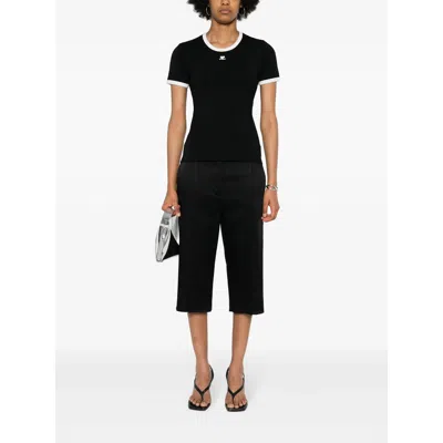 Courrèges Logo-embroidered Cotton T-shirt With Tipping