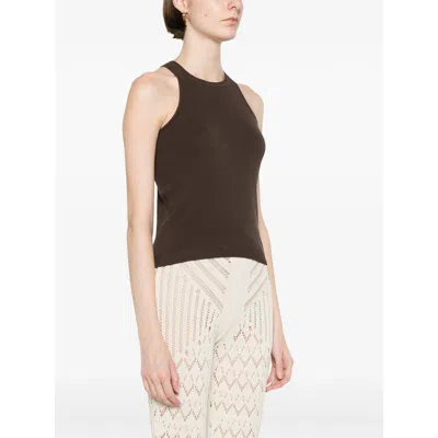 Max Mara Cotton Yarn Top In Brown