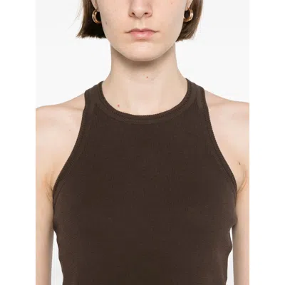 Max Mara Cotton Yarn Top In Brown
