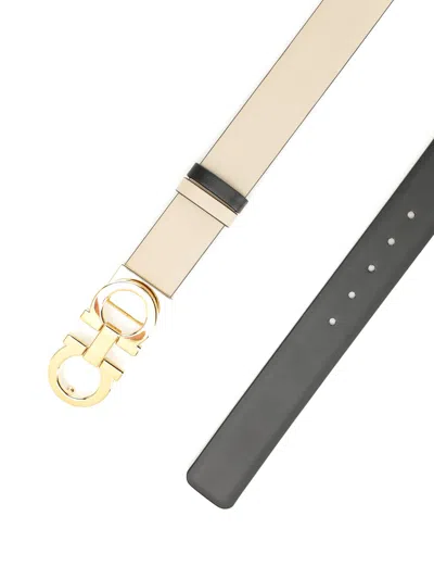 Ferragamo Gancino Mediterraneo Leather Belt Reversible And Adjustable Belts Grey In Neutral