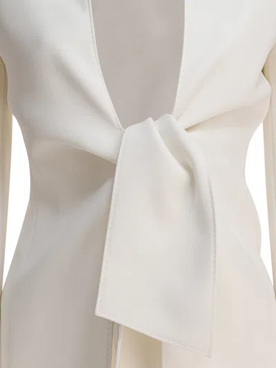 Max Mara Ghiotto Open-front Blazer With Knotted Sashes In White