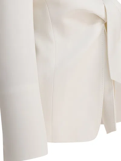 Max Mara Ghiotto Open-front Blazer With Knotted Sashes In White