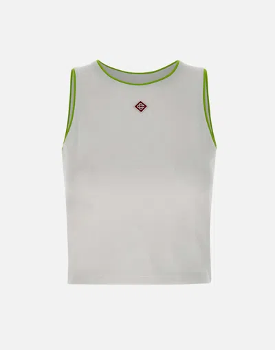 Casablanca White Pima Cotton Tank Top In Brown