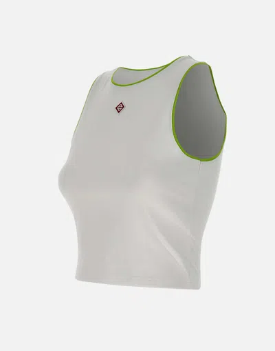 Casablanca White Pima Cotton Tank Top In Brown