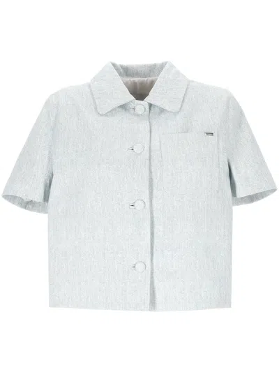 Cassell Light Blue Denim Bowling Shirt In Blue