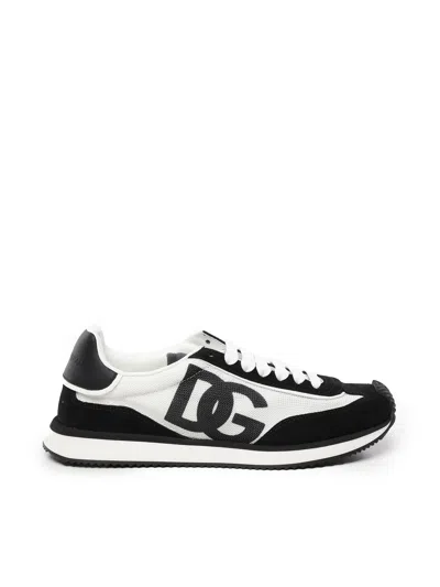 Dolce & Gabbana Multicolor Mesh And Split Leather Cushion Sneakers In Black