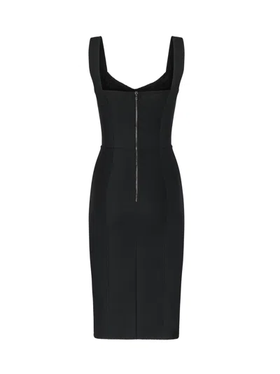 Dolce & Gabbana Midi Corsetry Powernet Lace Dress In Black