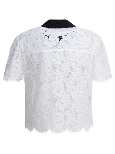 Self-portrait Floral Lace Cropped Top In White