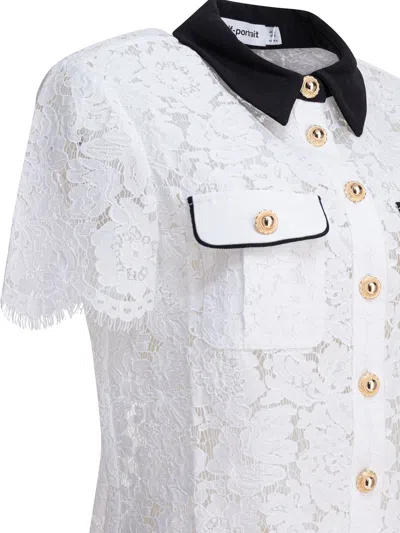 Self-portrait Floral Lace Cropped Top In White