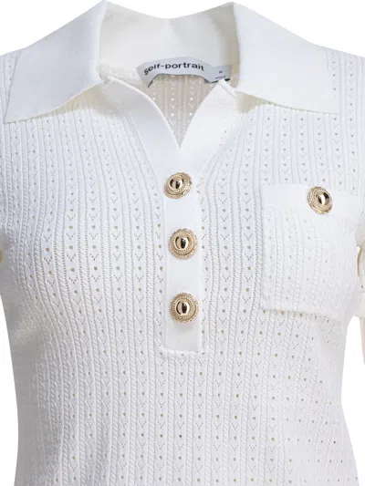 Self-portrait White Elastane Top In White