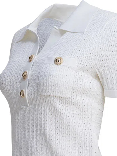 Self-portrait White Elastane Top In White