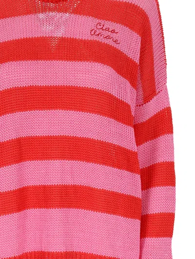 Giada Benincasa Ciao Amore Striped Knit Sweater In Pink