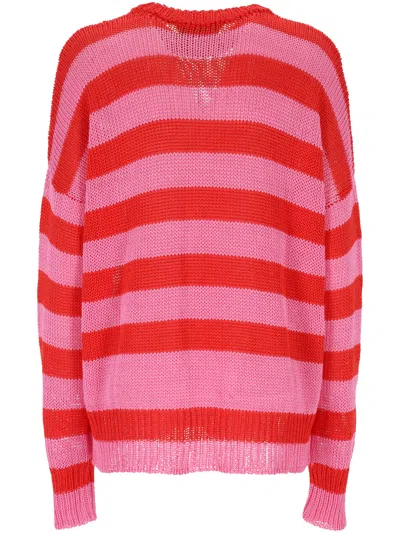 Giada Benincasa Ciao Amore Striped Knit Sweater In Pink