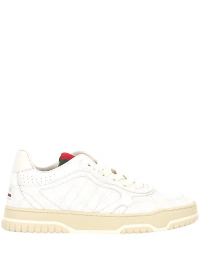 Gucci Re Web White Leather Sneaker In White