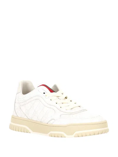 Gucci Re Web White Leather Sneaker In White
