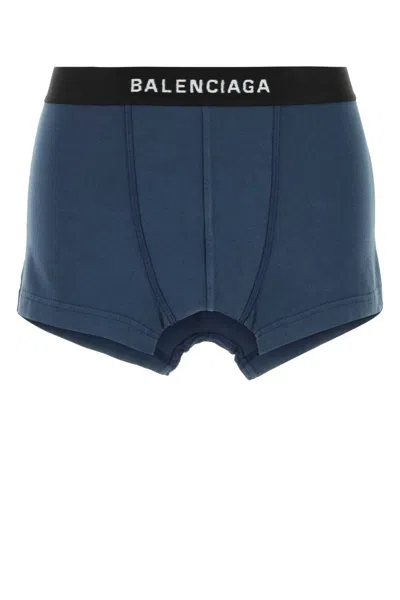 Balenciaga Women Blue Stretch Cotton Mini Skirt