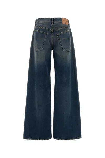 Balenciaga Women Denim Baggy Jeans In Blue