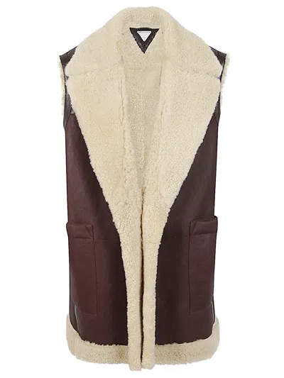 Bottega Veneta Women Leahter Shearling Vest In Brown