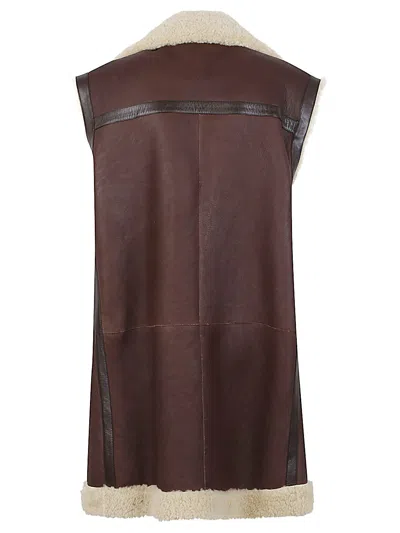 Bottega Veneta Women Leahter Shearling Vest In Brown