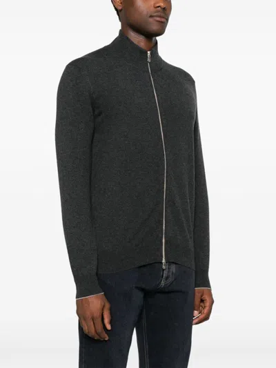 Brunello Cucinelli High Neck Cashmere Cardigan With Ribbed Cuffs
