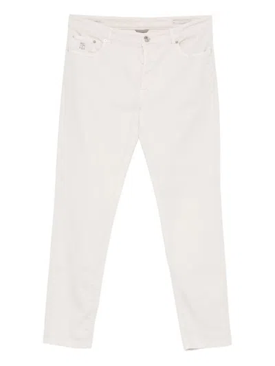 Brunello Cucinelli Cotton Trousers With Belt Loops And Five-pocket Styling In White