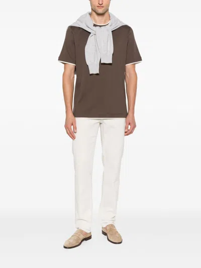Brunello Cucinelli Cotton Trousers With Belt Loops And Five-pocket Styling In White
