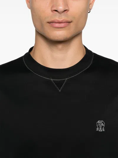 Brunello Cucinelli Slim Fit Crew-neck T-shirt In Lightweight Cotton Jersey In Black