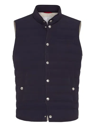 Brunello Cucinelli Quilted High Neck Sleeveless Jacket