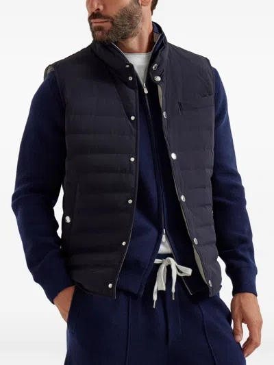 Brunello Cucinelli Quilted High Neck Sleeveless Jacket