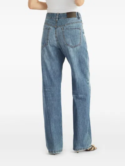Brunello Cucinelli Loose Fit Denim Jeans With Belt Loops In Blue