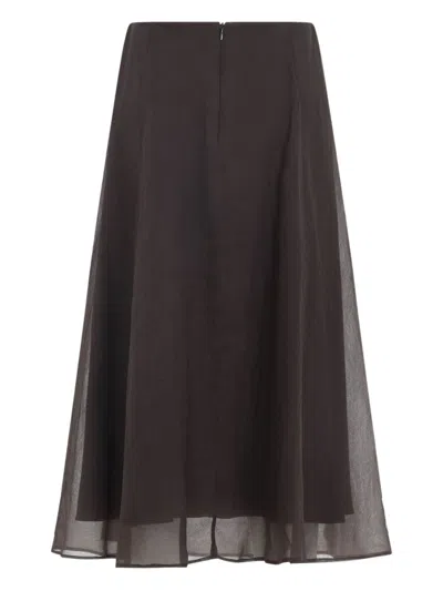 Brunello Cucinelli Women Brown Crispy Silk Circle Skirt In Brown