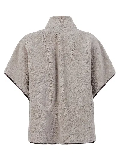 Brunello Cucinelli Lightweight Curly Sheep Shearling Jacket In Gold