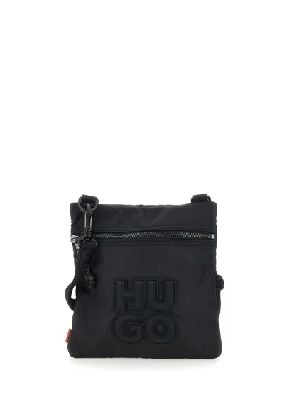 Hugo Boss Hugo Malick Envelope Black Mesh Shoulder Bag In Black