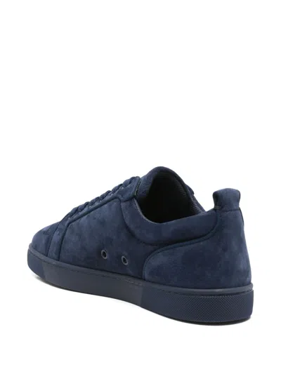 Christian Louboutin Velvet Sneakers Lace-up Eyelet Detailing In Blue