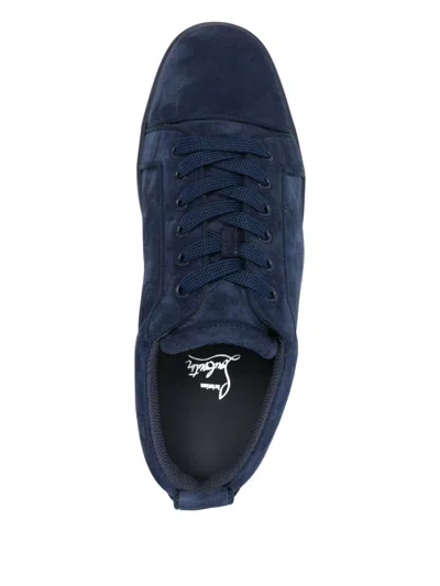 Christian Louboutin Velvet Sneakers Lace-up Eyelet Detailing In Blue