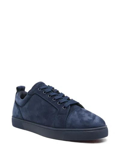 Christian Louboutin Velvet Sneakers Lace-up Eyelet Detailing In Blue