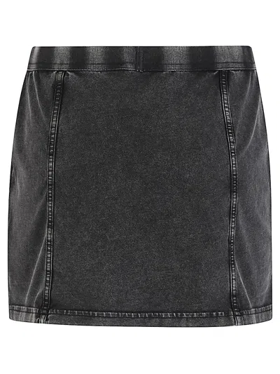 Diesel Stretch Cotton Mini Skirt With Contrast Stitching In Black